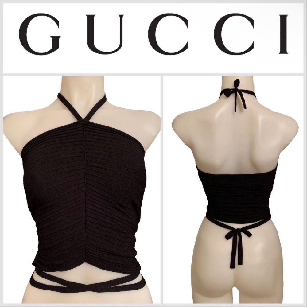TOM FORD For GUCCI 2000 Ribbed Halter Size Small S VINTAGE RARE